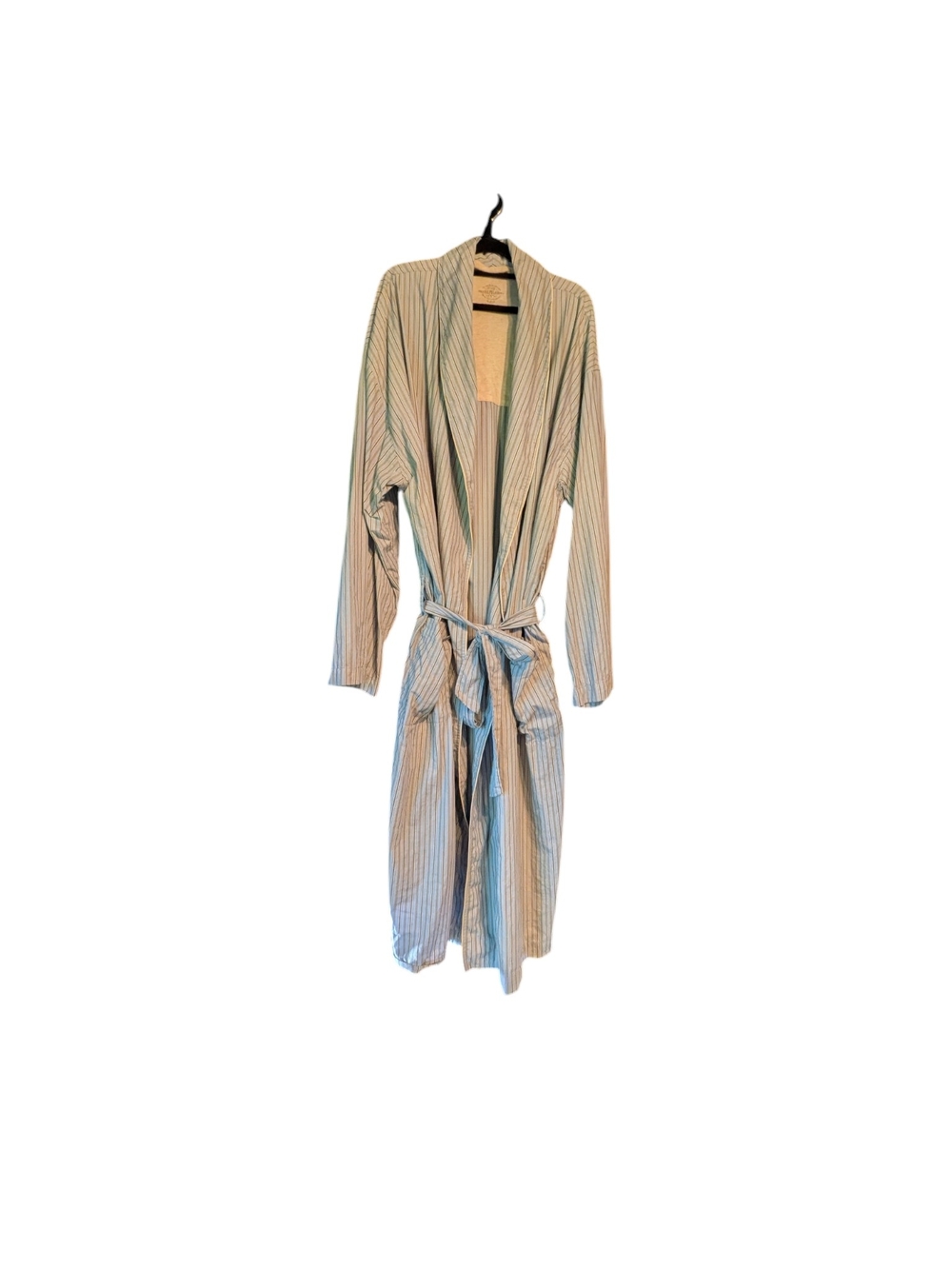 Ralph Lauren Light Blue and White Striped Cotton Robe